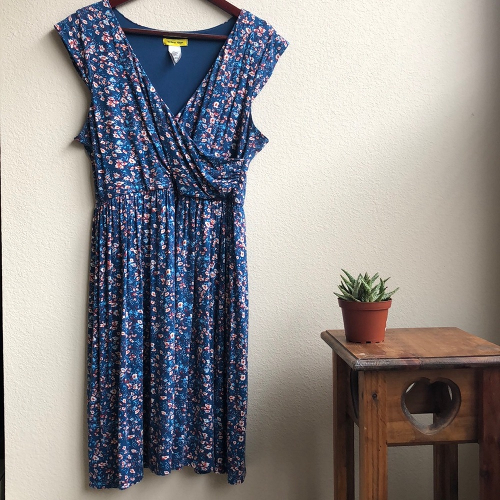 Modcloth Yellow Star Faux Wrap Dress - Sz. L